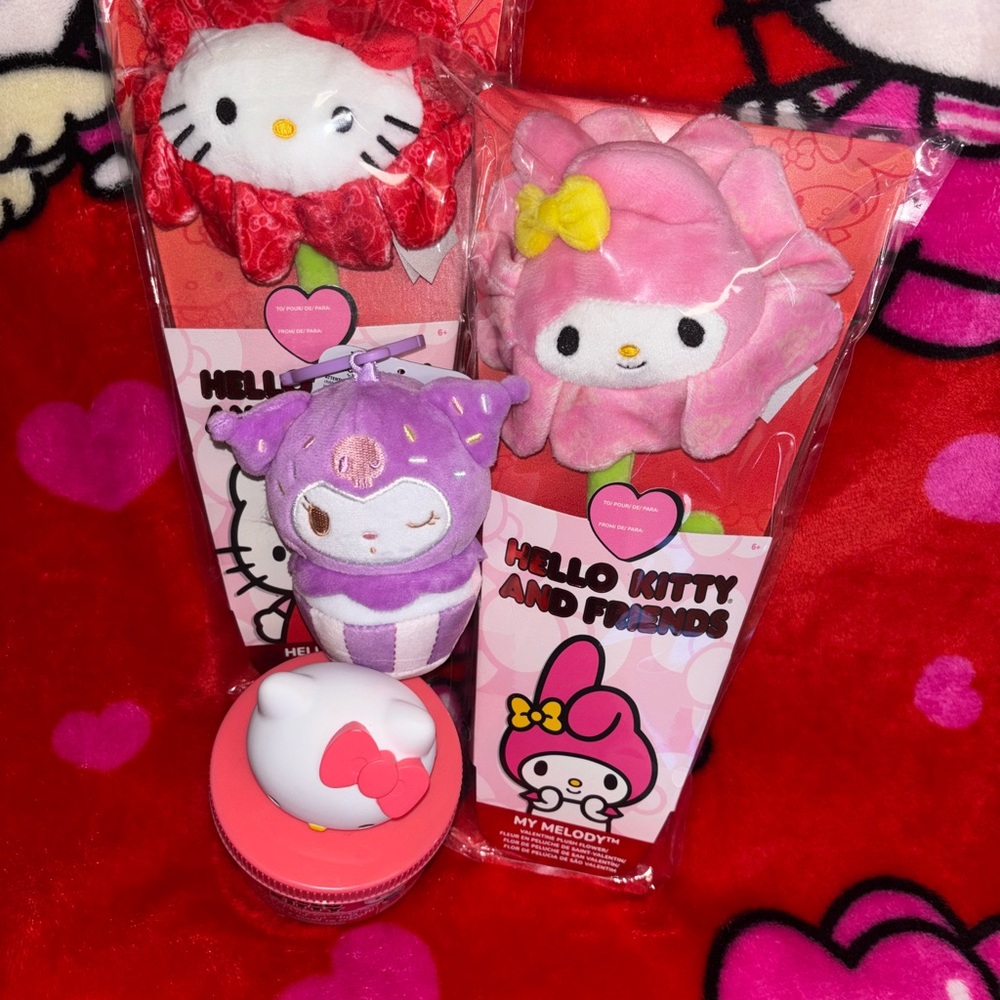 💕Sanrio Hello Kitty and Friends Valentines Day Flower Plush Toy Bundle💕
